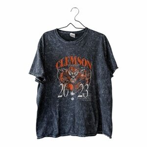 Black Washed Clemson Football Graphic T Shirt Oversized Tee Size XL Colortone